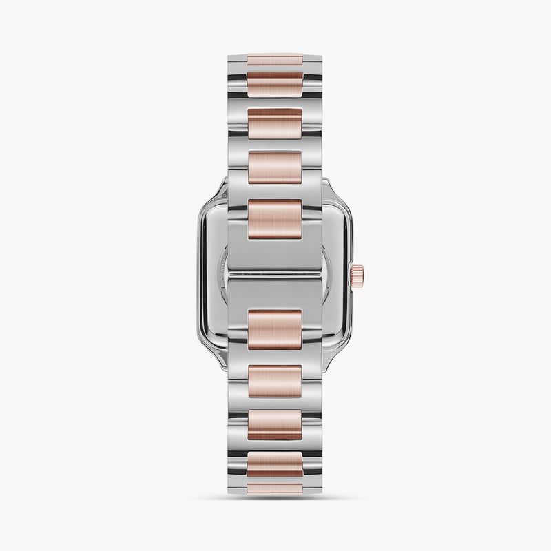 OMAX ساعة أومكس النسائية مربعة باللون البورغندي مع حزام معدني - Image 3